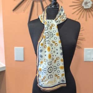 Coach Y2K Silk Scarf Iconic Coach Hardware Print Rare Style Designer